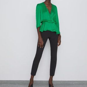 NWT ZARA SATEEN WRAP BLOUSE SIZE S